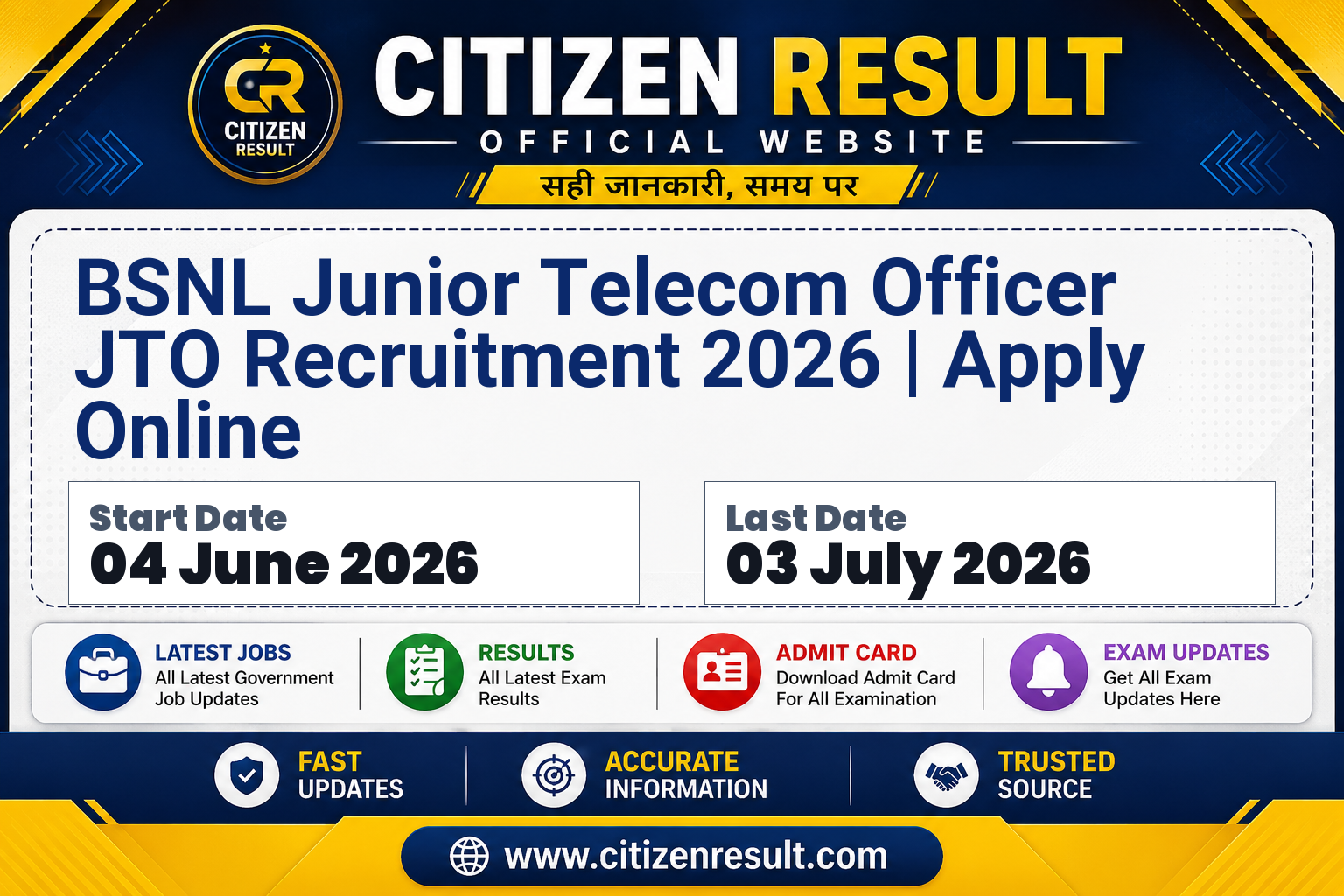 BSNL Junior Telecom Officer JTO Recruitment 2026 | Apply Online