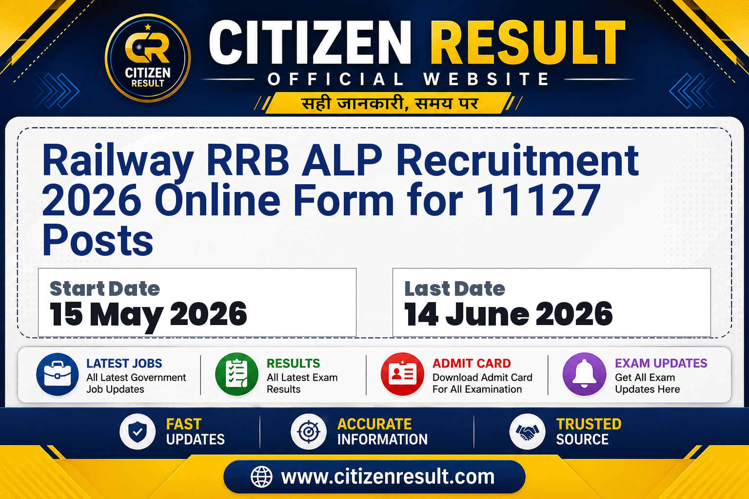 Railway RRB ALP Recruitment 2026 Online Form for 11127 Posts